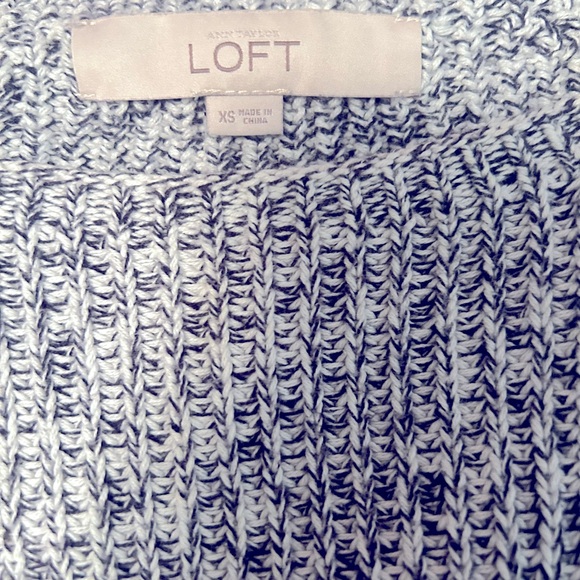 LOFT - 100% Cotton Leightweight Knit Earl Gray and White Cardigan, Never Worn - Picture 1 of 3